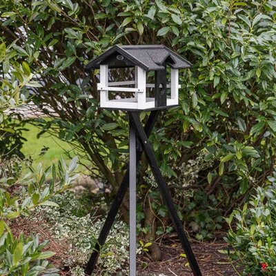 Velika hranilica za ptice na postolju 1.33m Drvena kućica crnobela Trixie 55814