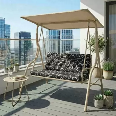 Jastuk Za Baštensku Ljuljašku 135x55x55cm Black Ornament