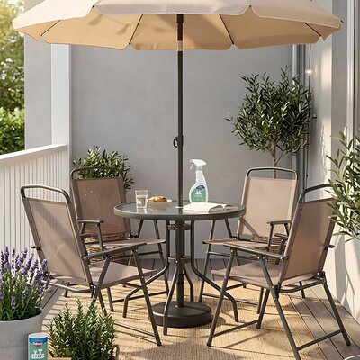 Sklopiva Baštenska Garnitura Sa Suncobranom Candy Beige Za 4 Osobe