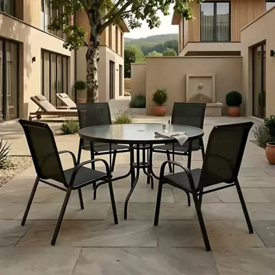Garnitura za Terasu Manhattan - 4 Stolice i Sto prečnika 100 cm