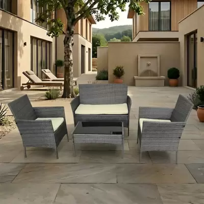 Ratan Garnitura Diogo Melirano SIva - 2 Fotelje, Dvosed i Sto