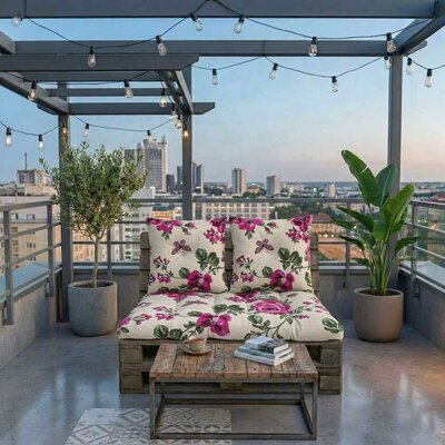 Komplet jastuka za garniture od paleta PINK FLOWERS