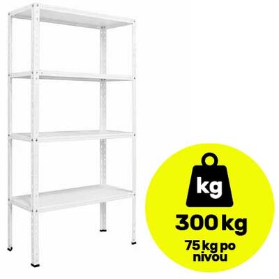 Metalna polica sa 4 nivoa 150x75x30 cm Nosivost 300 kg