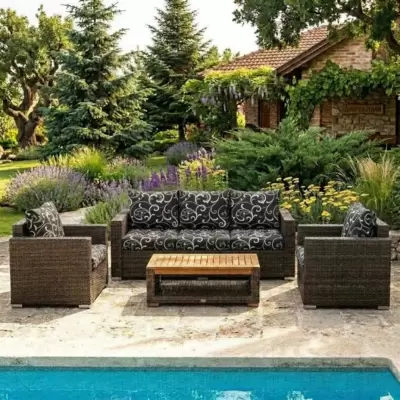 Jastuci Za Veliku Baštensku Garnituru - Trosed i Dve Fotelje BLACK ORNAMENT