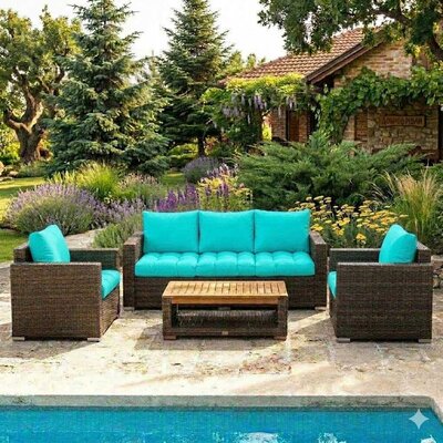 Jastuci Za Veliku Baštensku Garnituru - Trosed i Dve Fotelje TURQUOISE