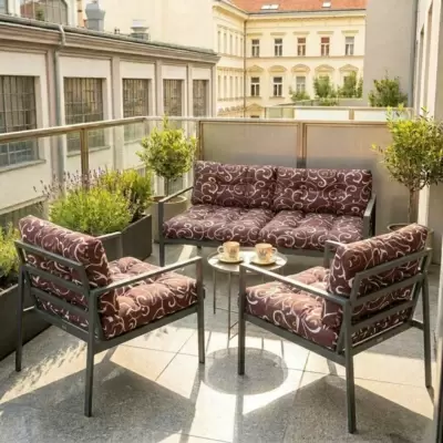 Jastuci Za Baštensku Garnituru Sa Niskim Naslonima - Dvosed i Dve Fotelje BROWN ORNAMENT