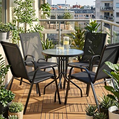 Set Za Terasu Black Bloom - 4 Stolice i Sto