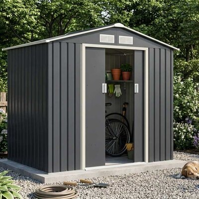 Pomoćna metalna baštenska kućica sa kliznim vratima Ferox-A 2.7m²