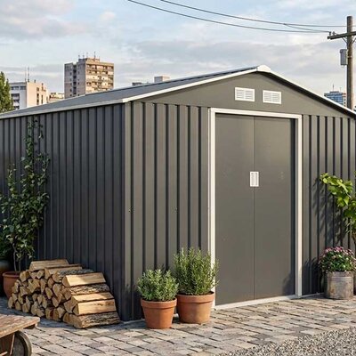 Pomoćna metalna baštenska kućica sa kliznim vratima Ferox-C 7.2m²