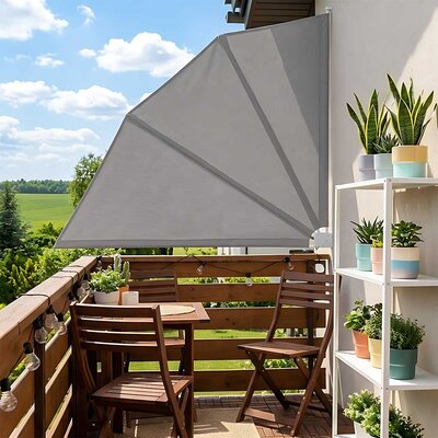 Lepezasta bočna tenda za balkon 140 x 140 cm – Diskretna zaštita od vetra, sunca i pogleda