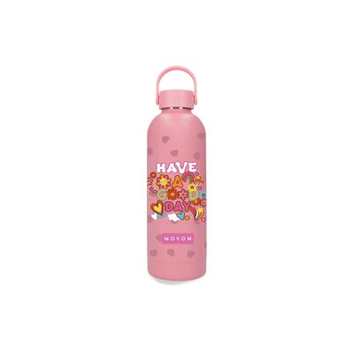 Termos 500ml 12-24h održavanje temperature Movom Have A Good Day coral 32433