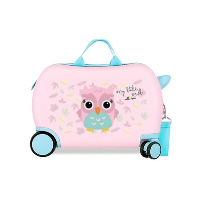 Dečiji kofer za put i vožnju Roll Road Happy Pets Owl pink 49910