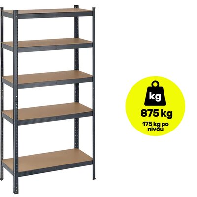 Metalni regal velike nosivosti 180×100×45 cm 5×175kg