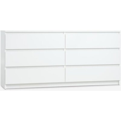 Komoda TANGE 3+3 fioke, bela, 153x72x40 cm