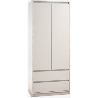Ormar BILLUND 80x193 cm, 2 vrata i 2 fioke, travertin/bež
