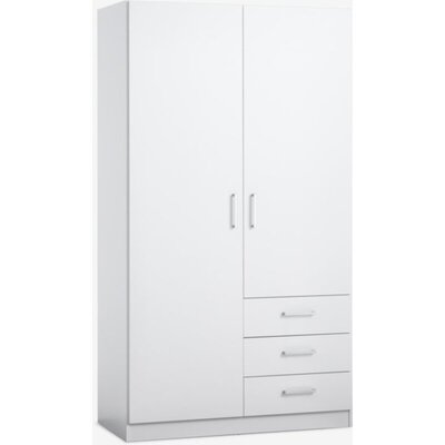 Ormar FANDRUP 97x176 cm, 2 vrata, 3 fioke, bela