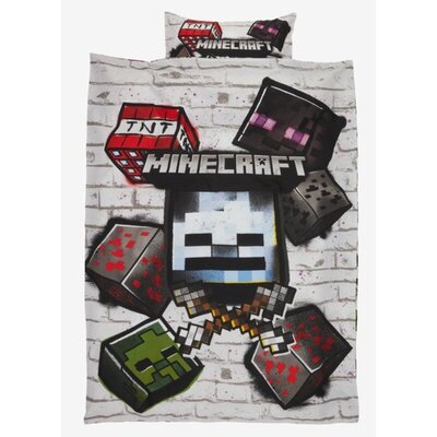 Dečija posteljina MINECRAFT 140x200 siva Jastučnica i jorganska navlaka
