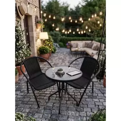 Baštenski Set Midnight Petal 2 - 2 Stolice i Sto sa Staklom