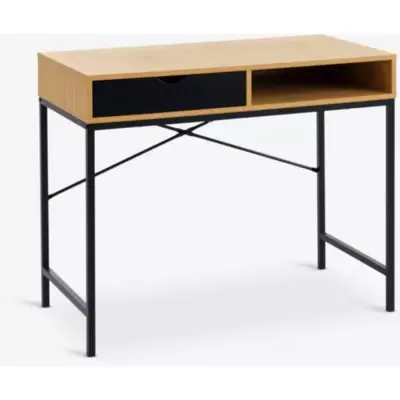 Radni sto TRAPPEDAL 48x95 cm, topao hrast/crna, sa fiokom