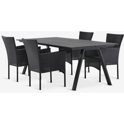 FAUSING baštenska garnitura D220 - sto i 4 AIDT stolice, crna