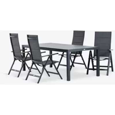 HAGEN baštenski sto D214 + 4 MYSEN stolice, sivo, aluminijum/DURAWOOD®