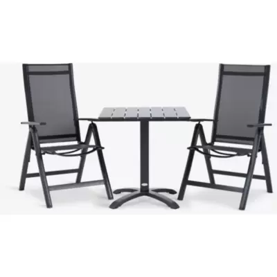 Baštenski set HOBRO D70 sto + 2 DOMMA stolice, sklopivo, crno