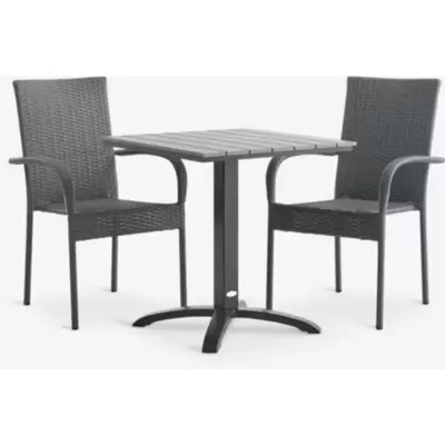 HOBRO D70 baštenski sto + 2 GUDHJEM stolice, siva - bistro garnitura za 2 osobe