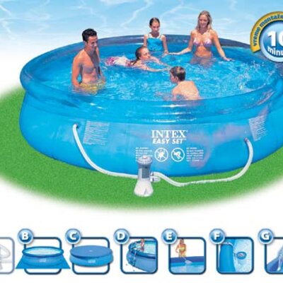 Nadzemni bazen Intex EasySet - 366x76 cm - ClearView (56916) + Merdevine (58909) + 3 filtera