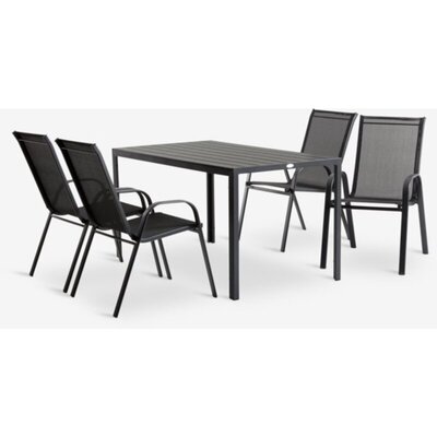 Baštenska garnitura JERSORE sto 140cm + 4 stolice LEKNES, crna