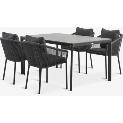 Baštenska garnitura KUMLA D150 sto + 4 GILJA stolice, sivi aluminijum i keramika