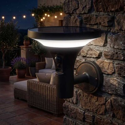 Solarna zidna lampa sa senzorom pokreta 3.8W 500lm crna