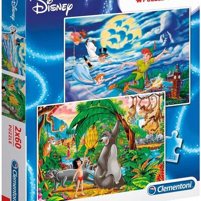 Puzle slagalice 2x60 delova Disney Petar Pan + Knjiga o džungli Clementoni 21613