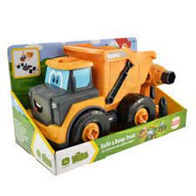 John Deere traktorčić sa bušilicom i prikolicom – igračka za sastavljanje, 13 delova