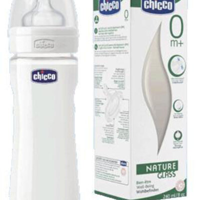 Chicco Staklena flašica sa silikonskom cuclom 240ml  00060043000080