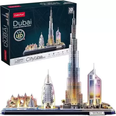 CubicFun 3D puzzla sa LED osvetljenjem Dubai Cityline, 182 dela