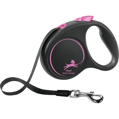 Povodac za pse do 15kg Flexi Black Design 5m black/pink TRIXIE 12356