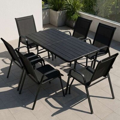 Fieldmann Set Sa Sklopivim Stolom i 6 Stolica Blackamille