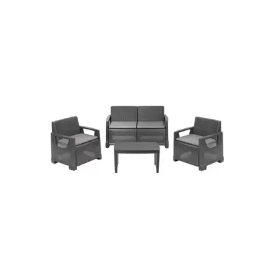 Baštenska garnitura od ratana Mandelo – sofa, fotelja i stočić, Green Bay