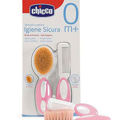 Chicco  češalj + prirodna četka, roze 6600331