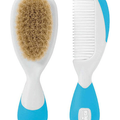 Chicco  češalj + prirodna četka, plava 00066003320000