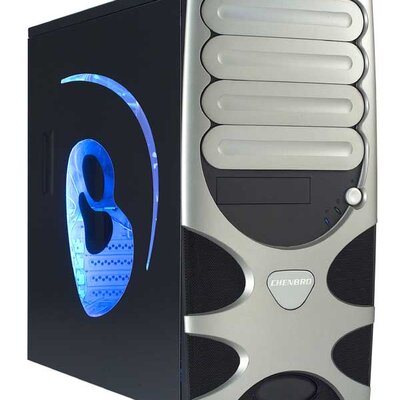 GAMING BOMB BLACK/SILVER, W/ TRANSPARENT SIDE DOOR