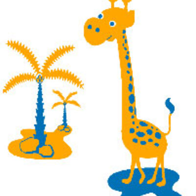 Zidni tatoo Mrs Giraffe D01 120x140cm 0071B5 FFA600
