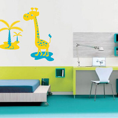 Zidni tatoo Mrs Giraffe D01 103x120cm  F8C5F9 F3EBAA