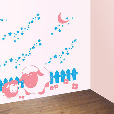 Zidni tatoo Sweet Lullaby D02 120x85cm FF99FF 47A7DE