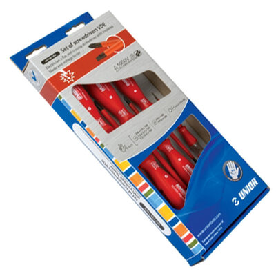 UNIOR Garnitura pljosnatih i krstastih izvijača, 6 delova, sa ispitivačem, art. 603CS6TVDE 617043