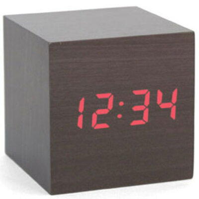 Kikkerland Budilnik Wood Cube dark AC22-DK