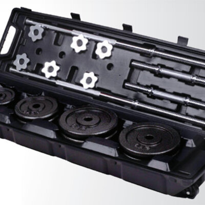 Set tegova 50kg sa šipkama u koferu za jak trening 18198