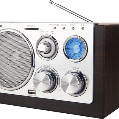 Roadstar retro drveni radio sa USB portom i slotom za memorijske kartice HRA-1220