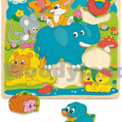 WoodyLand Drvena Slagalica Plavi Slon 90317