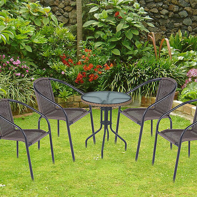 Garnitura od wicker ratana Fidel 4 stolice i stočić